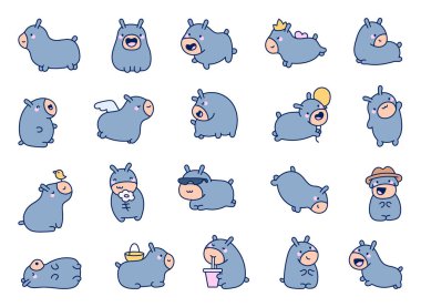 Sevimli yaşam tarzı hayvan temalı eşek çizgi film karakterleri Kawaii ana hatlarıyla ifade edilebilen sihirli tatil resimleri.