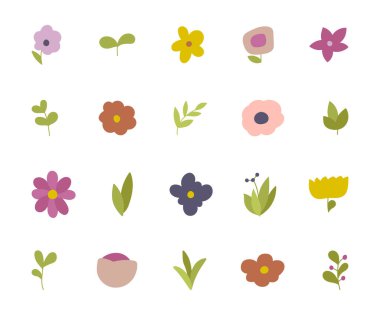 İskandinav bohem çiçekleri minimalist botanik tarzda böğürtlen filizlendirir doğal elle çizilmiş bitki unsurları koleksiyonu ile