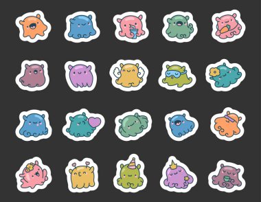 Büyüleyici ahtapot ahtapot karakter seti, gülen yüzlü duygusal anları, sevimli nesneleri, komik aksesuarları, sihirli nesneleri ve senin projelerin için samimi ifadeleri gösteriyor.