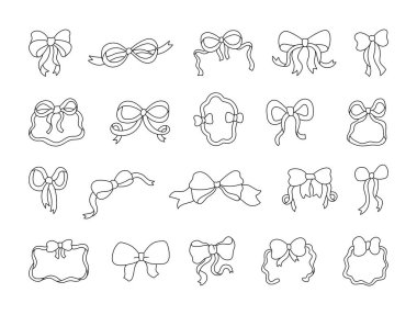 Dekoratif el çizimi için İskandinav ve bohem tarzında kurdele eğiliyor. Şirin, minimum zarif tasarım elementleriyle, bayramlık düz çizimler.