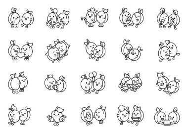 Kawaii çizgi film tarzında romantik kayısı çifti öpüşüyorlar, çay içiyorlar, mektuplarını paylaşıyorlar, film izliyorlar ve birlikte aşk ve duygu gösteriyorlar.