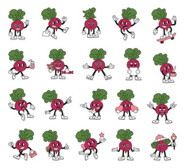 Pancar sebzeli çizgi film karakterleri eylemleri, nesneleri ve mevsimsel romantik unsurları modası geçmiş ana hatlarıyla donatır.