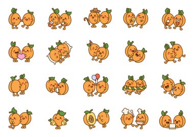 Kawaii çizgi film tarzında romantik kayısı çifti öpüşüyorlar, çay içiyorlar, mektuplarını paylaşıyorlar, film izliyorlar ve birlikte aşk ve duygu gösteriyorlar.