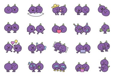 İncir çifti seti, sevimli sarılmalar, mutlu duygular, tatlı öpücükler, iç açıcı aktiviteler, kutlamalar, büyülü anlar, jestler, komik yaşam tarzları.