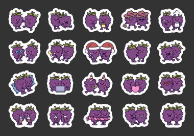 Blackberry karakter setinde mutlu kucaklaşmalar, sevimli hediyeler, şenlikli partiler, lezzetli tatlılar, sıcak kış günleri ve neşeli aşk ve arkadaşlık kutlamaları var.