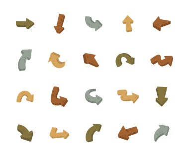 Dekorasyon, tasarım unsurları ve hareket yönü için el çizimi soyut navigasyon ile ok dekoratif İskandinav stili seti en az yaratıcı grafik projeleriniz için