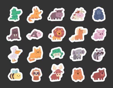 Sevimli hayvan uygulaması karakter İskandinav tarzı set vahşi orman orman çiftliği deniz böcekleri kuş ve amfibi yaratıklar büyüleyici çizgi film tasarımları projeleri