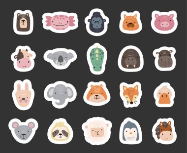 Sevimli hayvan İskandinav tarzı karakter. Sevimli çizgi film karakterleri var. Ayı, axolotl, goril, kedi, domuz ve diğer dost canlısı yaratıklar da dahil.