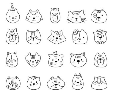 Sevimli çizgi film kedi yüzü çizimi ve çizim sanatı için yaratıldı. Sevimli hayvan dostu karakter başı çizimleriniz ve yaratıcı tasarım projeleriniz için.