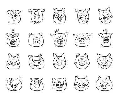 Çekici çizgi film domuz suratı çizimi ve çizim sanatı için yaratıldı. Sevimli hayvan dostu karakter başı çizimlerin ve yaratıcı tasarım projelerin için.