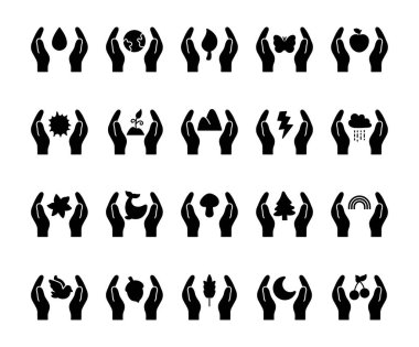 Doğa koruma setini koru, su, gezegen, toprak, yaprak, ağaç, kelebek, elma, güneş, filiz, dağ, şimşek, bulut, çiçek, balina, mantar, ladin, gökkuşağı, güvercin