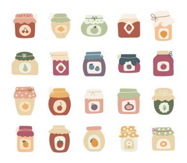 Lezzetli mutfak kahvaltısı için İskandinav usulü reçel kavanozu etiketli kırsal cam kap, lezzetli meyve koruma, mühürlü kapak ve depolama amacı