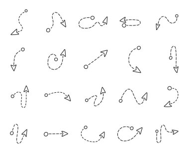 Basit seyrüsefer tasarımı için eğri yörüngeler, yön akış sembolleri ve dinamik hareket unsurları ile çizilmiş el çizimi ok yolu basit asgari navigasyon çizim tasarımı