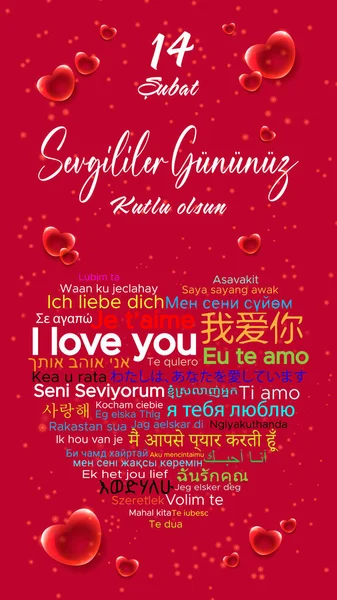 Happy Valentine's Day vector image. Turkish language 