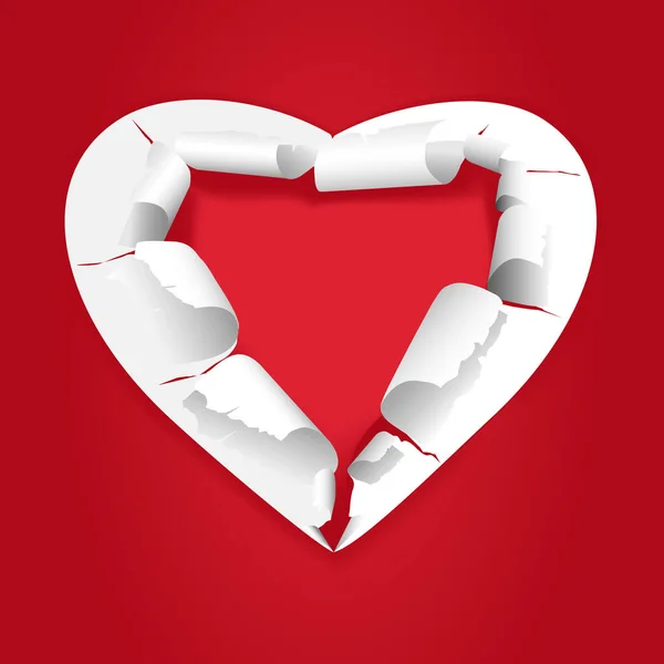Torn paper Heart vector illustration red background
