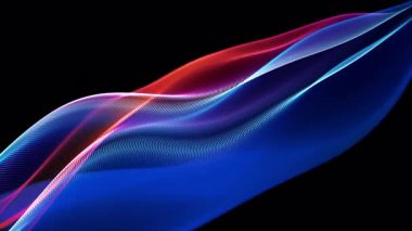 Soyut Dalga Hareketi Renkli Arkaplan. 4K video döngüsü. Teknoloji tanıtımları, bilim kurgu görselleri, hareket grafikleri ve dijital müzik görselleri için ideal.