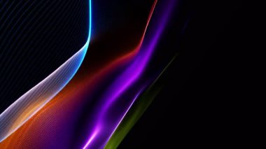 Soyut Dalga Hareketi Renkli Arkaplan. 4K video döngüsü. Teknoloji tanıtımları, bilim kurgu görselleri, hareket grafikleri ve dijital müzik görselleri için ideal.
