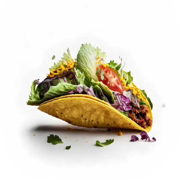 Tasty Tacos with Avocado, Salsa, and Lime White background