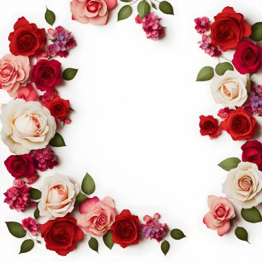 A stunning image featuring a red and pink rose flower with a blank space in the middle, perfect for adding text or overlaying graphics. This photo is ideal for use on social media, websites, and marketing materials