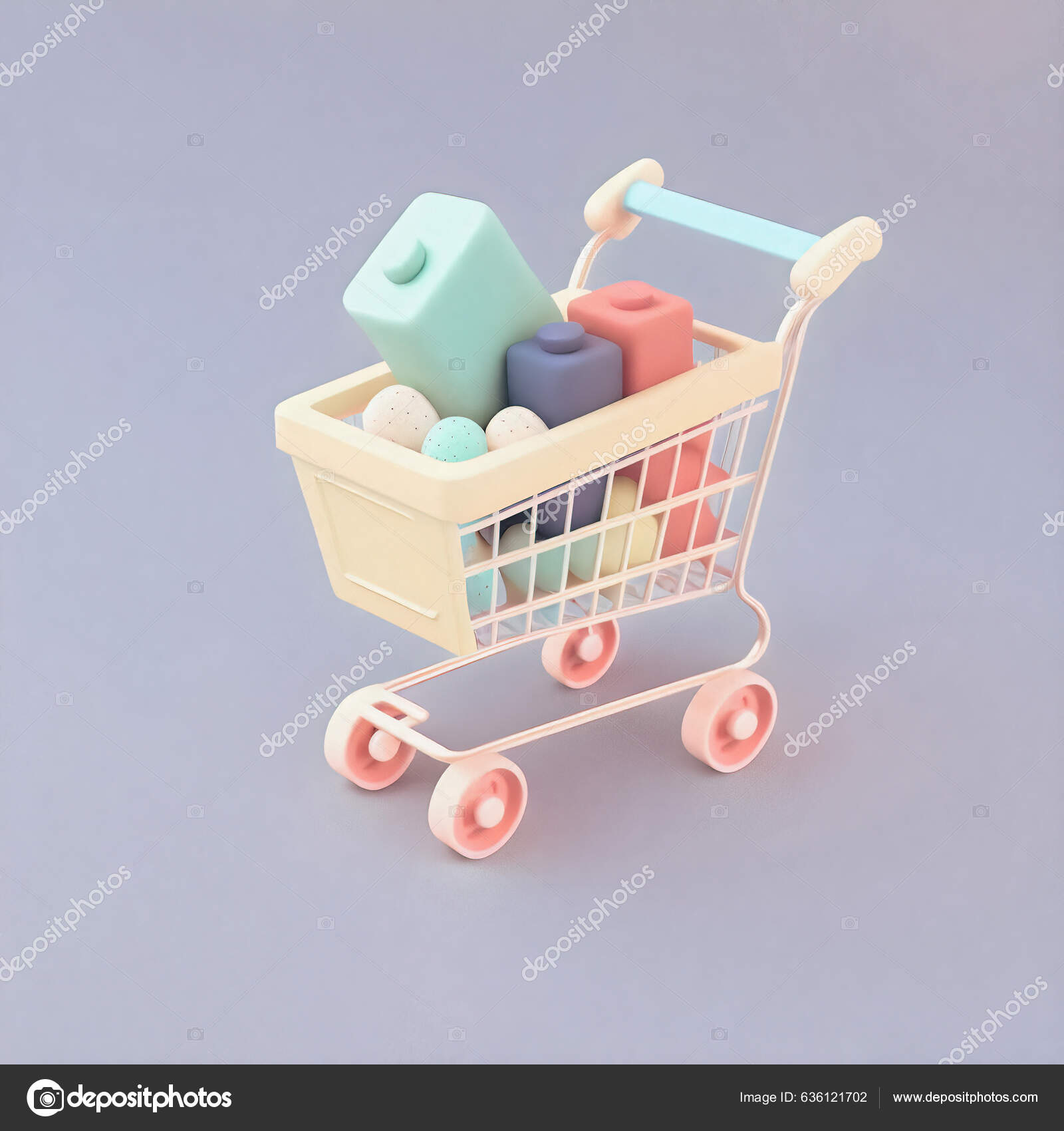 Cute Whimsical Shopping Cart Icon Character Perfect Commerce