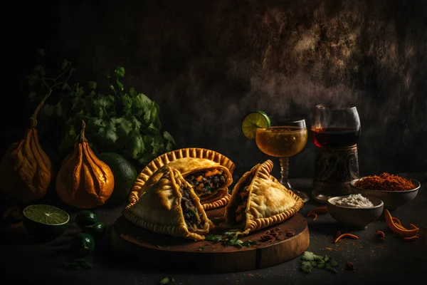 Indulge Rich Flavors Latin America Our Empanadas Food Photography Collection — Zdjęcie stockowe