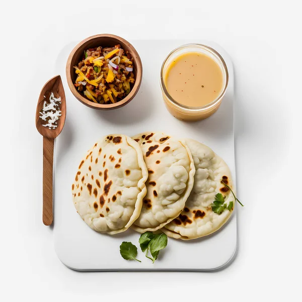 Pupusas White Background Foods Photography Високоякісні Зображення Охоплюють Традиційні Смаки — стокове фото