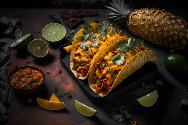 Tacos Pastor Foods Photography Колекція Високоякісних Зображень Які Приносять Смачні — стокове фото