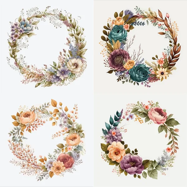 Spruce Your Card Designs Stunning Flower Wreaths Guide Creating Beautiful — Διανυσματικό Αρχείο