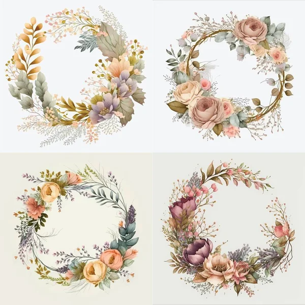 Spruce Your Card Designs Stunning Flower Wreaths Guide Creating Beautiful — Διανυσματικό Αρχείο
