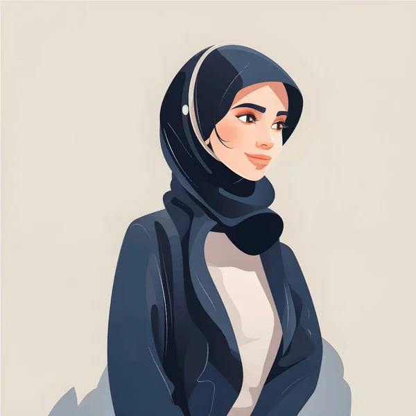 Illustrations Fille Hijab Style Bande Dessinée Plat Représentant Des Femmes — Image vectorielle
