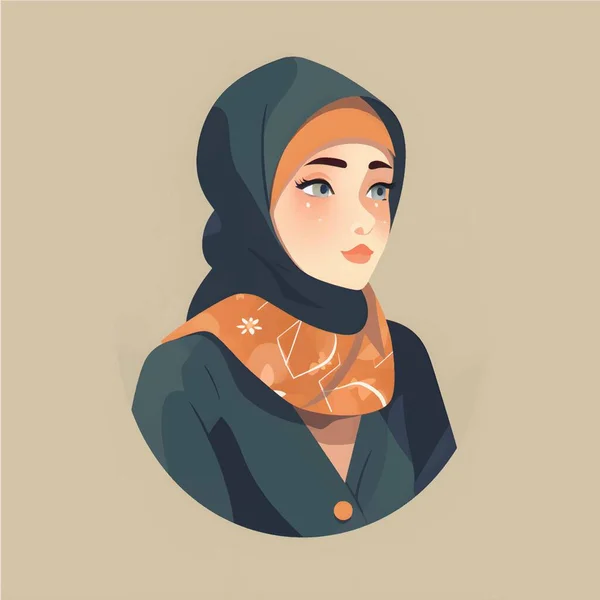 ヒジャブ女の子イラスト フラット漫画スタイル慎重に服を着たクラスの女性を描く — ストックベクタ