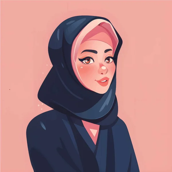 Hijab Meisje Illustraties Flat Cartoon Style Depicting Bescheiden Geklede Stijlvolle — Stockvector