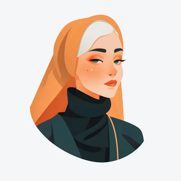 Hijab Girl Illustrations Flat Cartoon Style Menggambarkan Modestly Dressed Classy - Stok Vektor