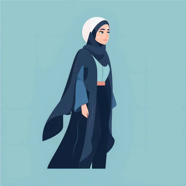 Hijab Κορίτσι Εικονογραφήσεις Επίπεδη Στυλ Κινουμένων Σχεδίων Απεικόνιση Μόντεσταλ Ντυμένες — Διανυσματικό Αρχείο