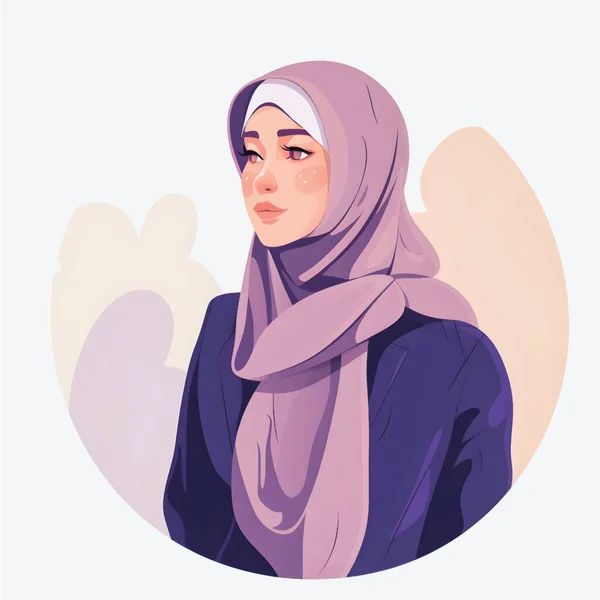 Hijab Mädchen Illustrationen Flacher Cartoon Stil Der Bescheiden Gekleidete Elegante — Stockvektor
