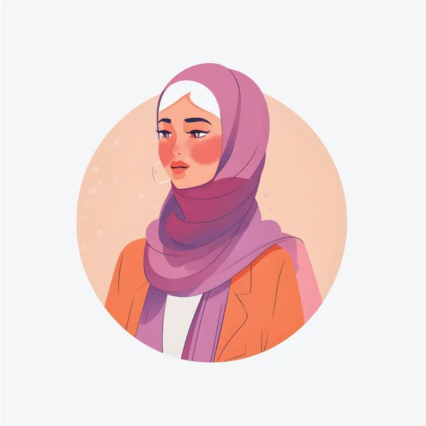 Hidžáb Dívka Ilustrace Plochý Karikatura Styl Vyobrazení Mírně Oblečené Nóbl — Stockový vektor