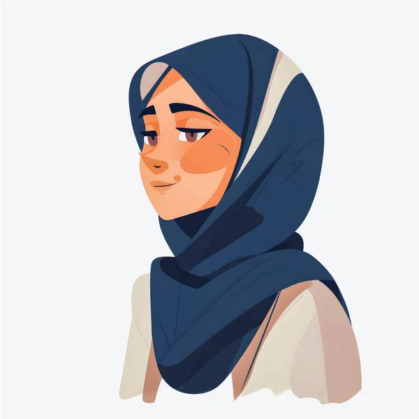 Hijab Meisje Illustraties Flat Cartoon Style Depicting Bescheiden Geklede Stijlvolle — Stockvector