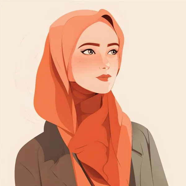 Hijab Mädchen Illustrationen Flacher Cartoon Stil Der Bescheiden Gekleidete Elegante — Stockvektor