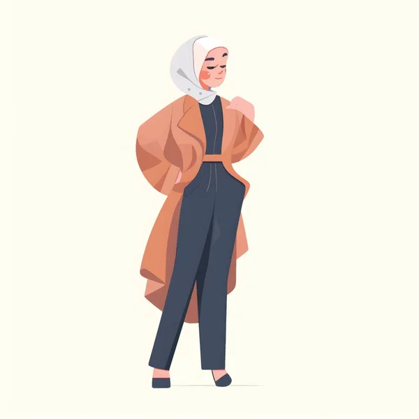 Hijab Girl Ilustraciones Estilo Plano Dibujos Animados Que Representa Mujeres — Vector de stock