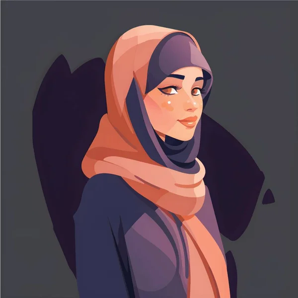 Illustrazioni Hijab Ragazza Stile Piatto Cartone Animato Raffigurante Donne Classe — Vettoriale Stock