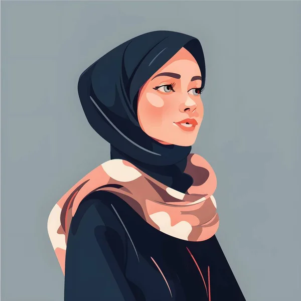 Illustrations Fille Hijab Style Bande Dessinée Plat Représentant Des Femmes — Image vectorielle