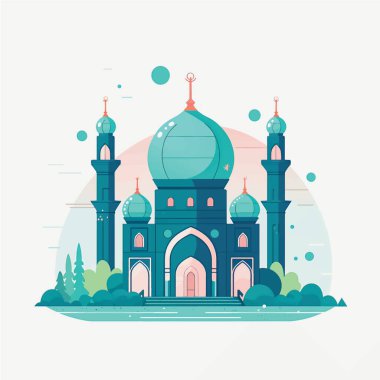 Düz ve Çizgi Film Biçimli Müslüman Camiinin Simgesi