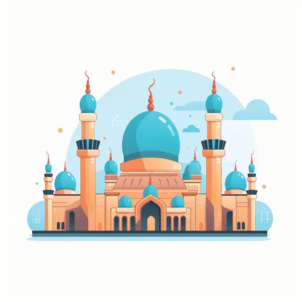 Ícone Estilo Plano Desenhos Animados Ilustrações Mesquita Muçulmana — Vetor de Stock