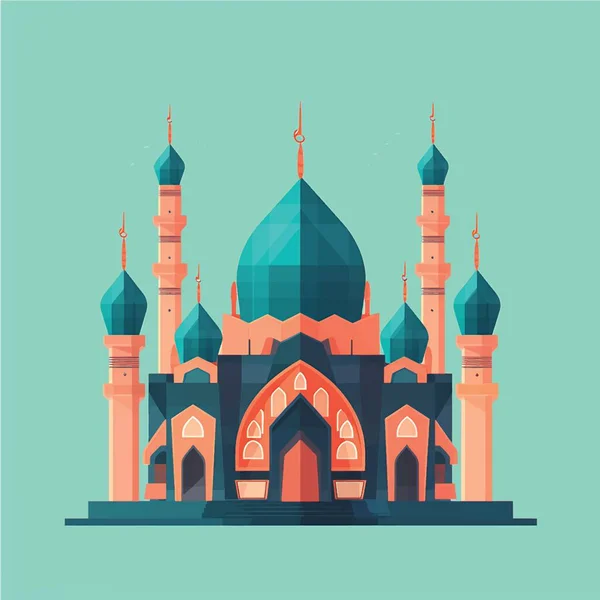 Flache Und Cartoon Stil Ikone Illustrationen Der Muslimischen Moschee — Stockvektor