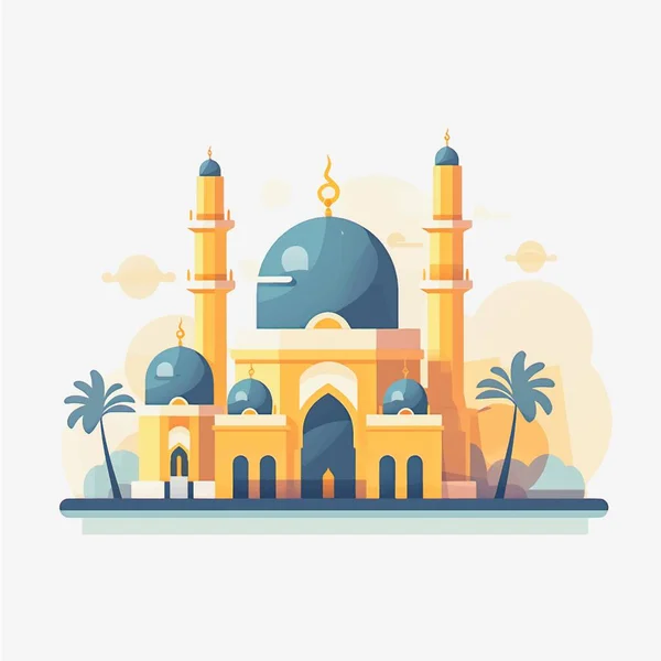 Icono Estilo Plano Dibujos Animados Ilustraciones Mezquita Musulmana — Vector de stock