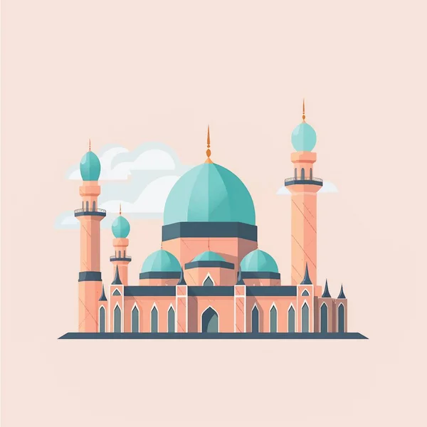 Flache Und Cartoon Stil Ikone Illustrationen Der Muslimischen Moschee — Stockvektor