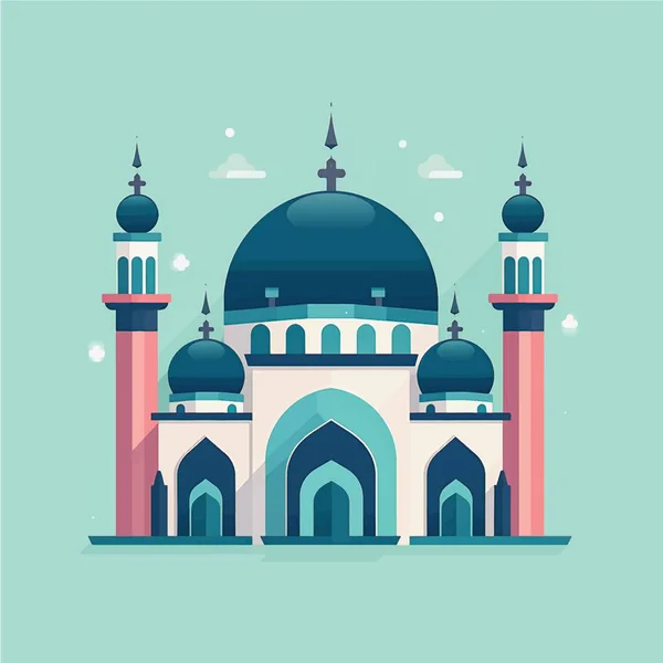 Icono Estilo Plano Dibujos Animados Ilustraciones Mezquita Musulmana — Vector de stock