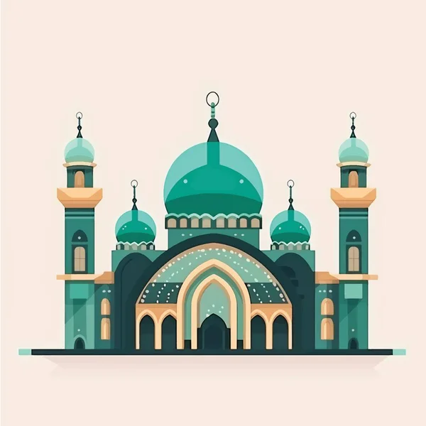 フラット 漫画風アイコン イラストのムスリムモスク — ストックベクタ