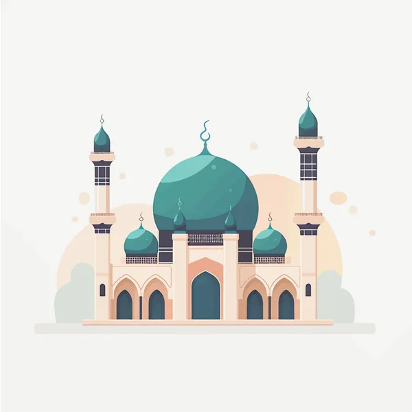 Flat Cartoon Style Icon Illustrations Muslim Mosque — 스톡 벡터