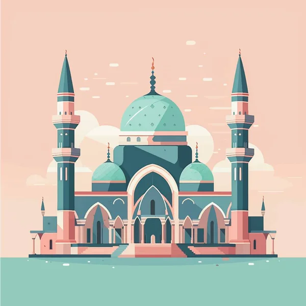 Plochý Karikaturní Styl Ikona Ikony Muslimské Mešity — Stockový vektor